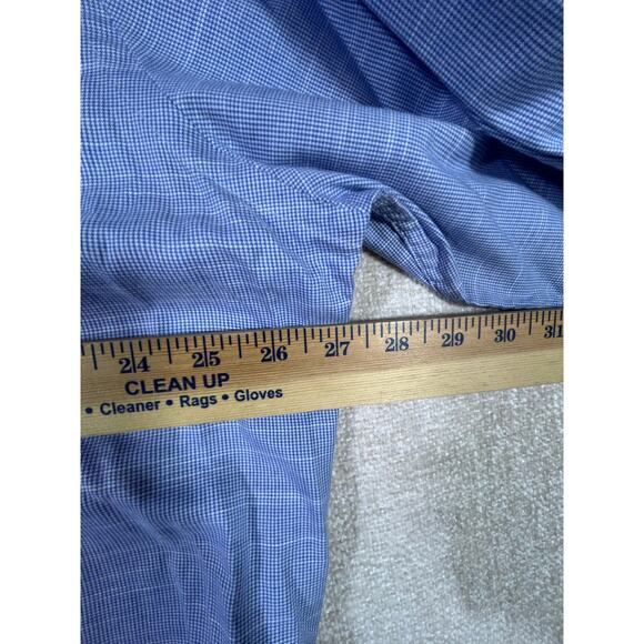 Peter Millar Men’s XL Blue Mini Check Long Sleeve Button Front Dress Shirt Golf - Picture 5 of 7
